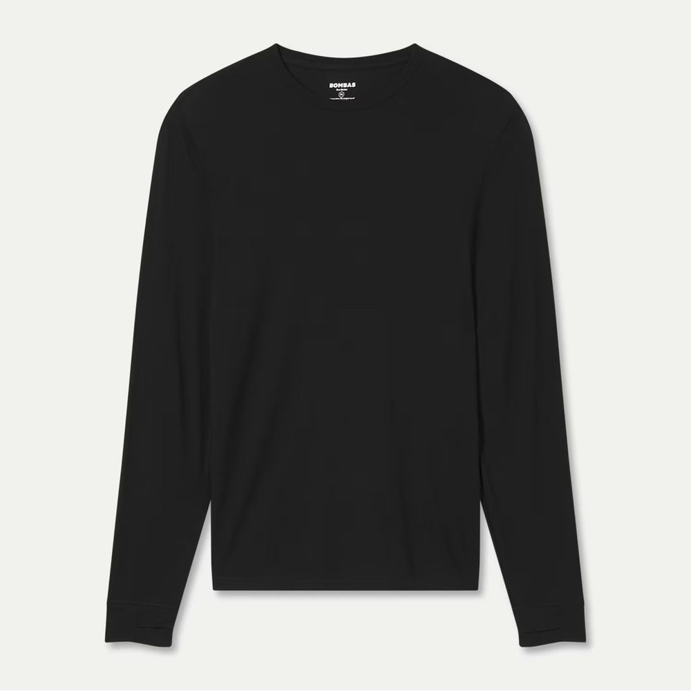 Men's Merino Wool Blend Crew Neck Long Sleeve T-Shirt - Picture 3 of 3